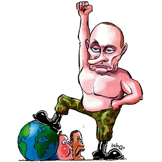 Положение Путина, Обамы, Кэмерона (рис — spectator.co.uk) 